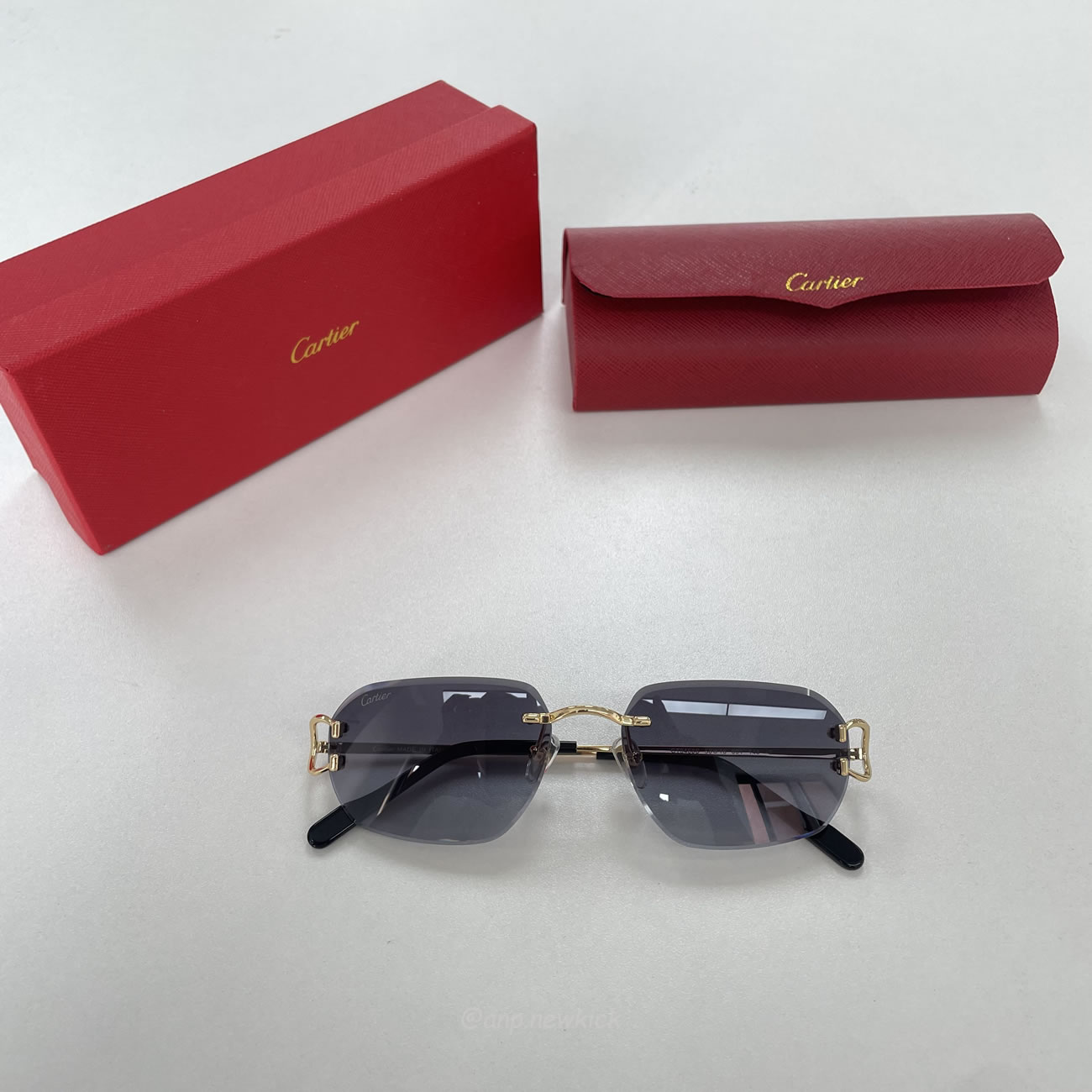 Cartier Eyewear Rimless Rectangle Frame Sunglasses (4) - newkick.app